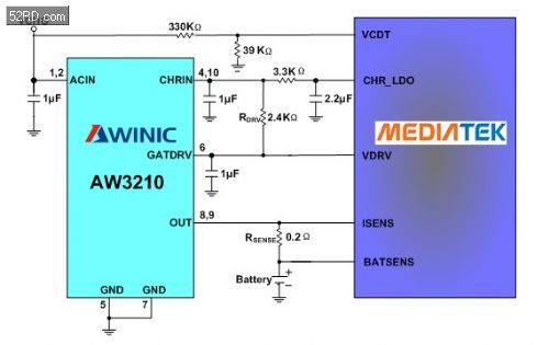 AW3210支持MTK智能手機平臺充電方案