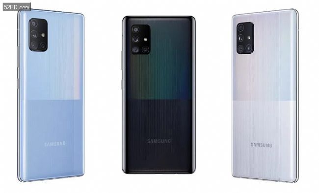 與galaxy a51不同,三星galaxy a71 5g還將提供三種顏色.